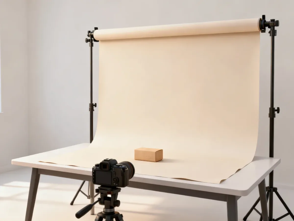 Stanowisko fotograficzne z szerokim tłem i systemem mocowania
